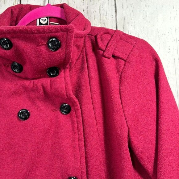 Roxy Y2K Wool Blend Double Breasted Cozy Winter Red Outdoor Peacoat Jacket - Picture 4 of 15